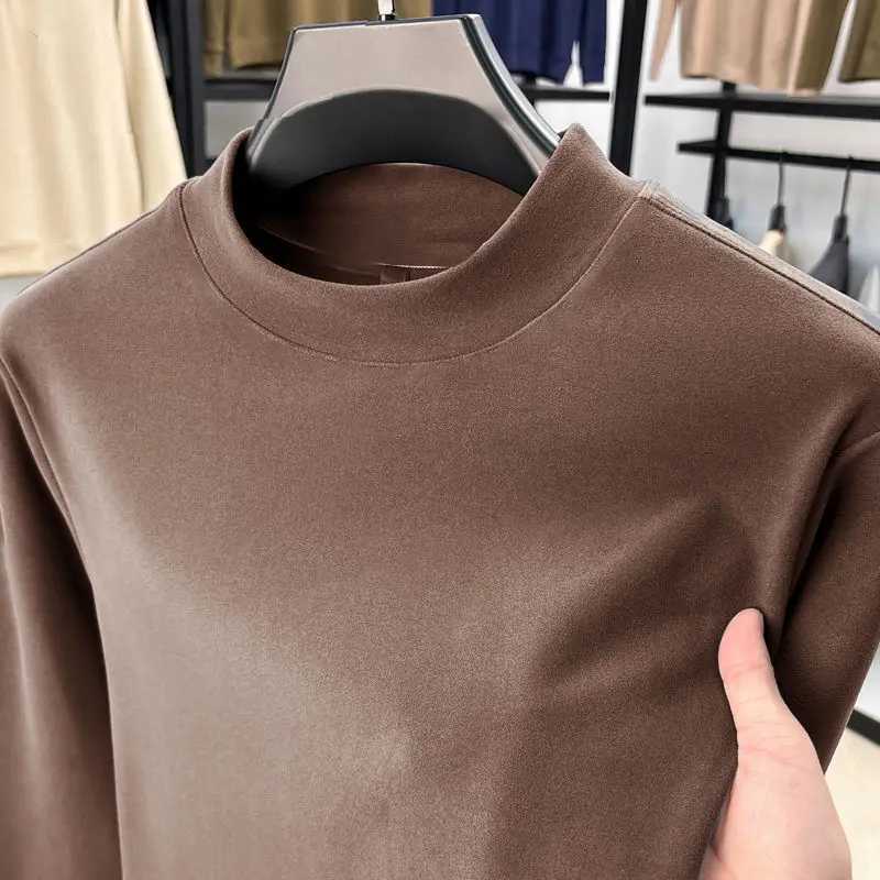 Autumn Winter Thickened WarmFleece-Lined Mens Neck Warm Long Sleeve Base Layer Top Autumn Fashion Thermal Underwear G251215