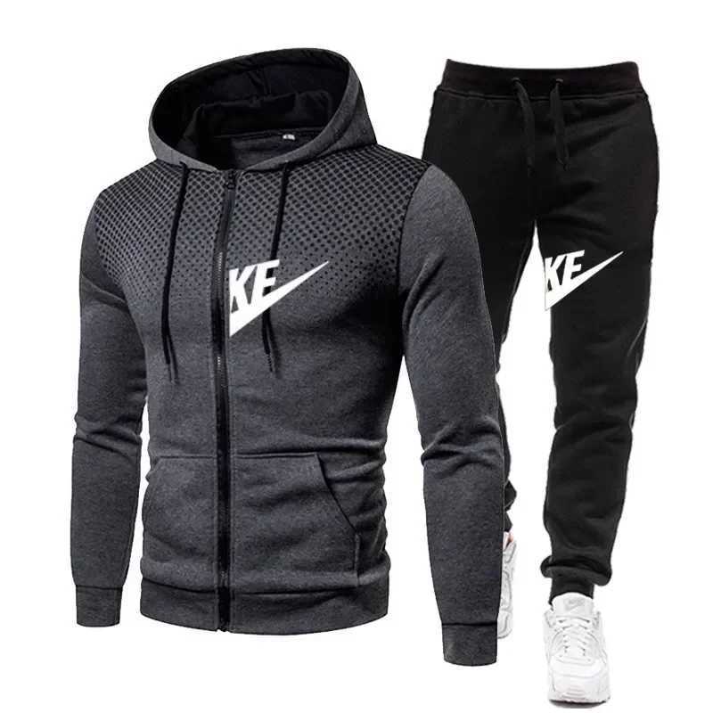 2025 New fashion zipper hooded long-slved hoodie pants set Spring and Autumn leisure outdoor mens two-piece set X251215 - view 6