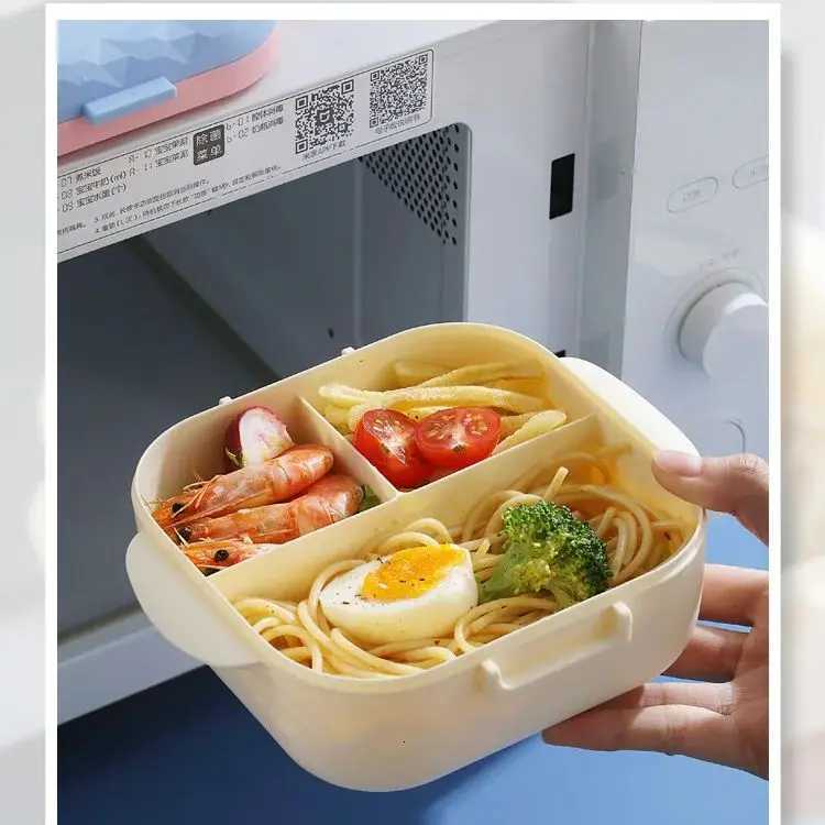 Cute Style Cpartment Lunch Box with Fork Spoon Set No Food Mixing Portable for Outdoors Picnic School Lunch Box for Kids H251213