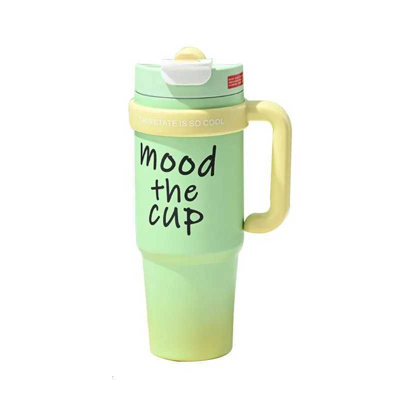 Trend Big Mac mug 304 stainless steel American coffee cup vacuum with straw household portable ice mug H251215