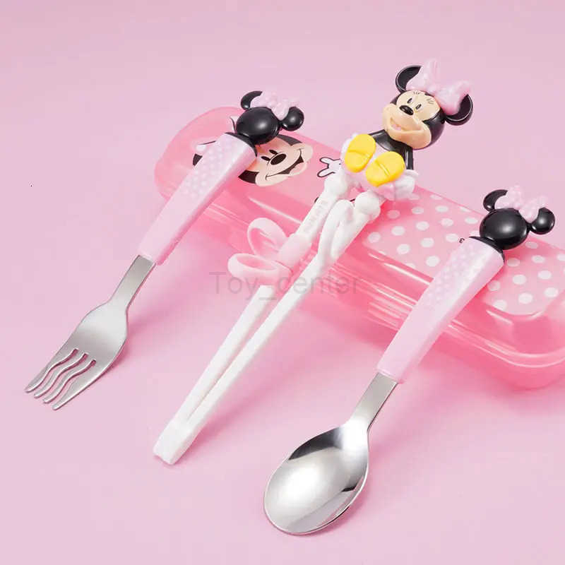 Disney Lightning McQueen Mickey Minnie Stitch Princess Elsa Anime Cartoon Childrens Tableware Training Chopsticks and Spoons H251215