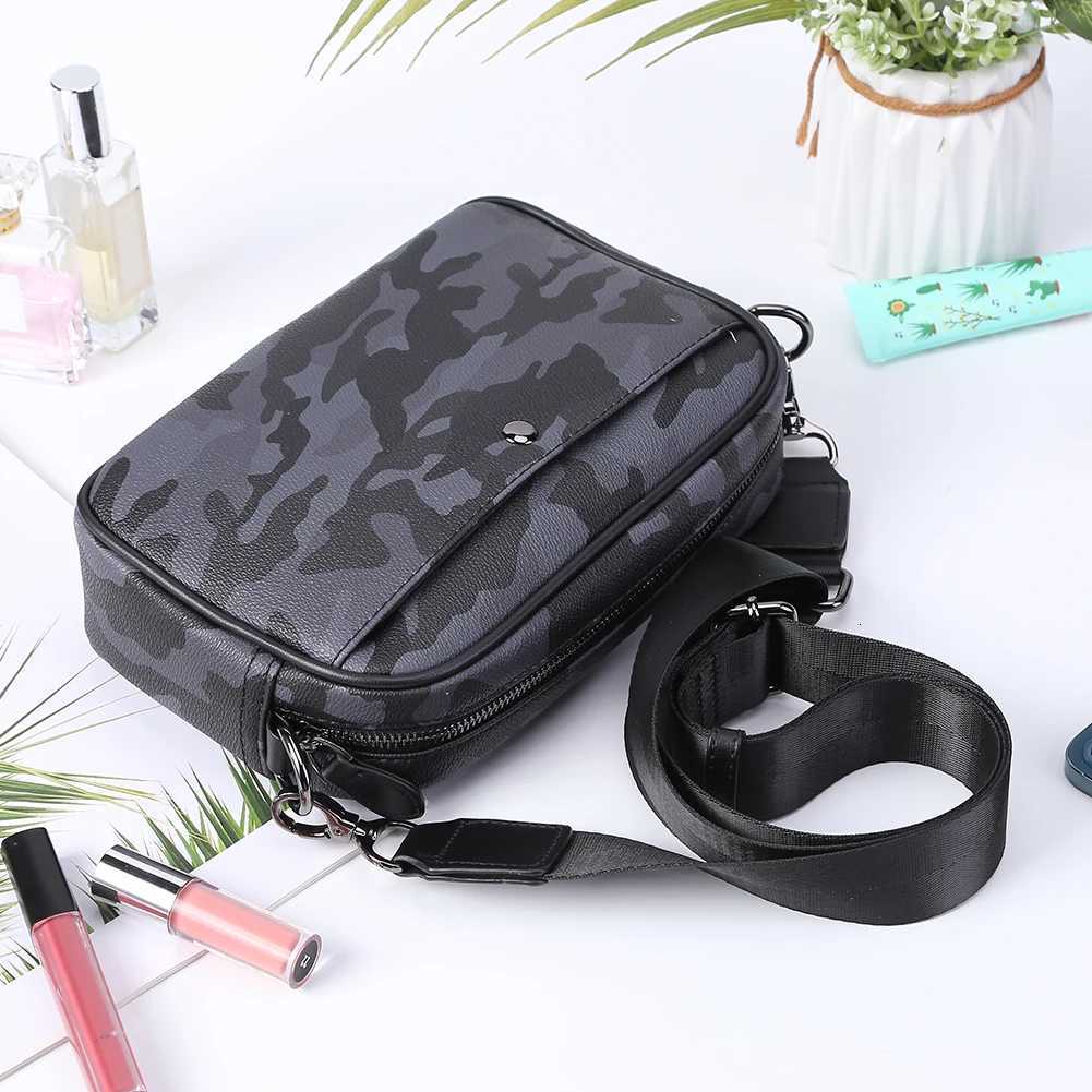 Mens Leather Crossbody Satchel Classic Pattern Business Sling Bags Male Casual Shoulder Crossbody Bag Small Square Plaid BagsT251215