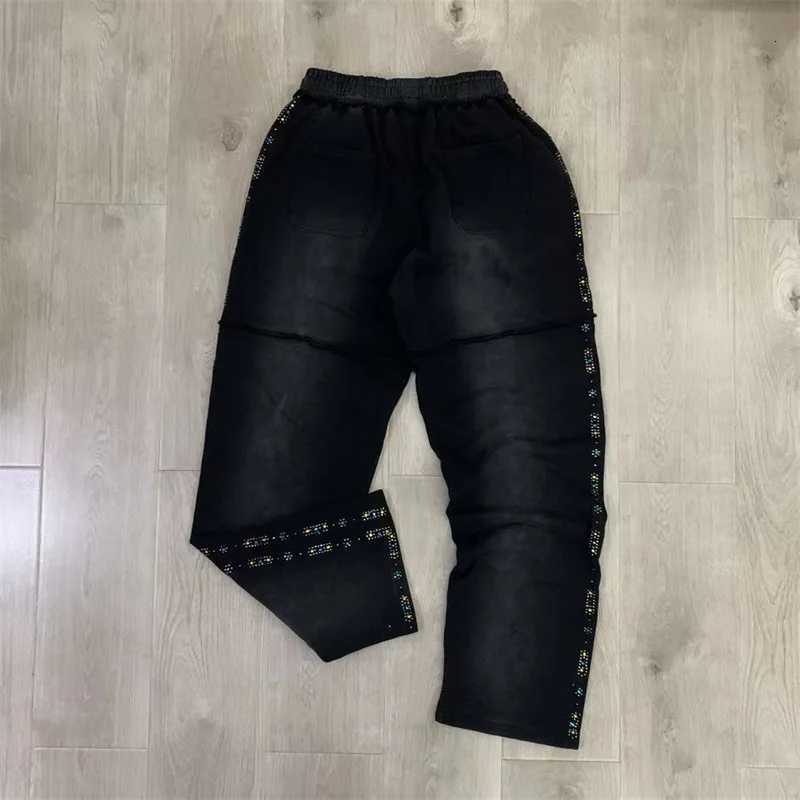 Black Wash Mens Pants Oversized Pure Cotton Hot Drill Letters Vale Women Drawstring Sweatpants X251215