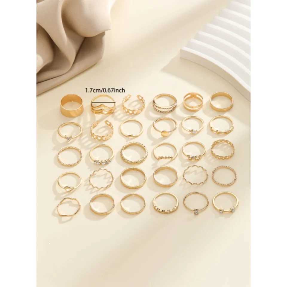 Popular Geometric Ring Set Open-Ended Multi-Joint Irregular Ring 30-Piece Set M251215