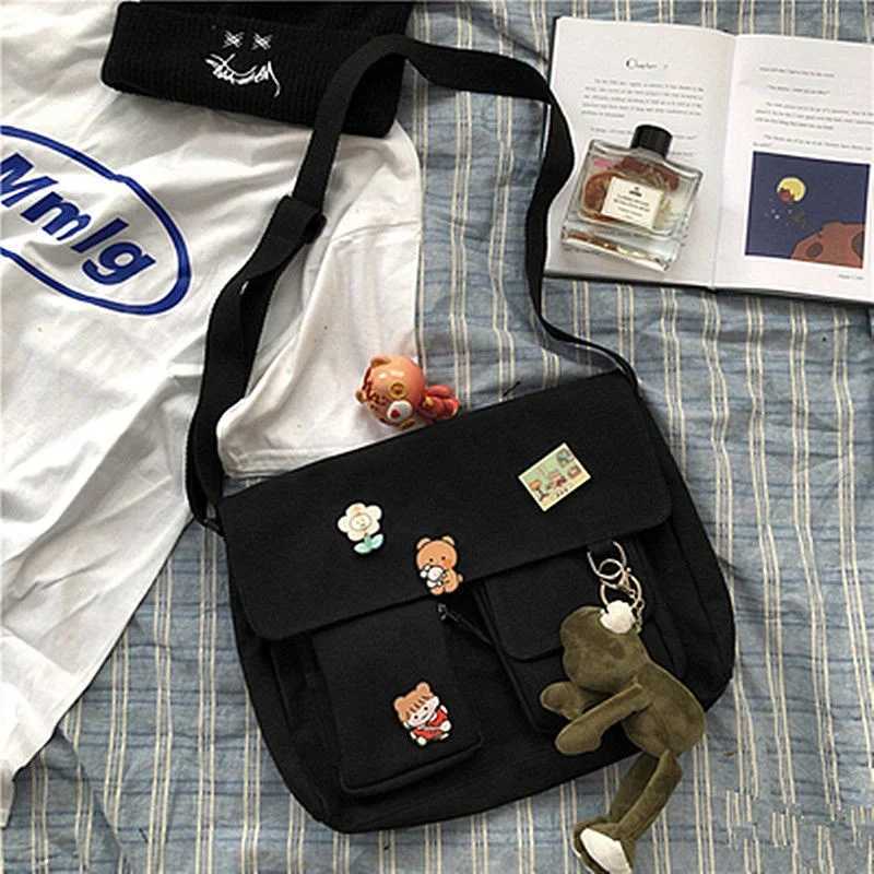 Women Simple Messenger Bag Casual Satchel Ladies Handbags Shoulder Bag Pouch Girls Sweet Printed Canvas Cross School Bags PursesT251215