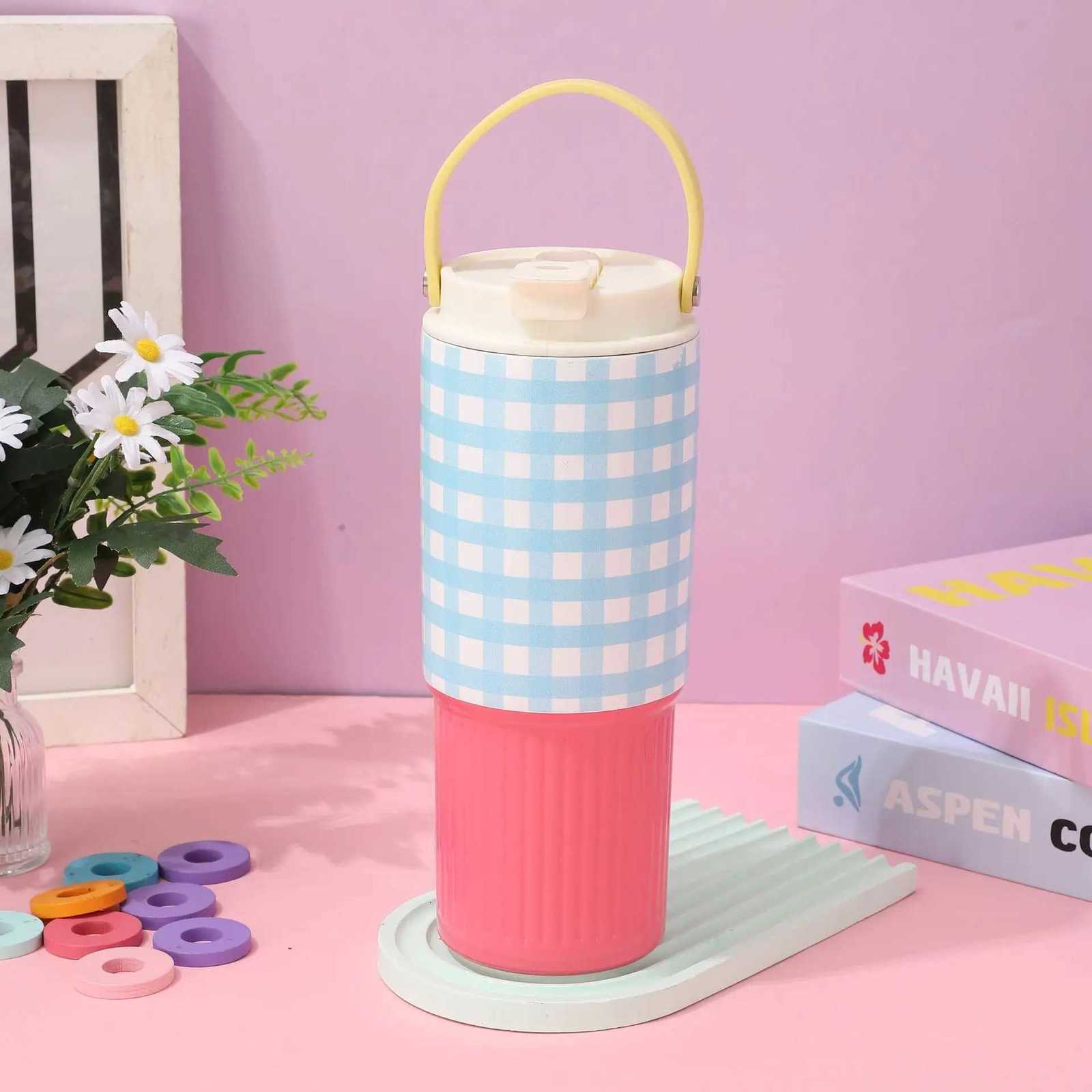 30oz Stainless Steel Insulated Cup Large Capacity Straw Mug Double Drinking Travel Mug Keep Hot and Cold Drinkware H251215