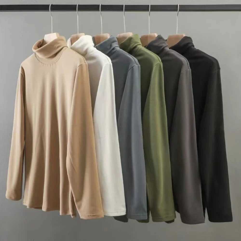 Thermal Underwear Tops Winter Warm High Collar Long Sleeves Mens Double-sided German Velvet Slim Fit Plus Velvet Inner Wear G251215