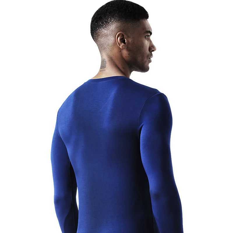 Mens thin modal long Johns basic low-neck V-neck form-fitting single-piece base layer thermal underwear and top G251215