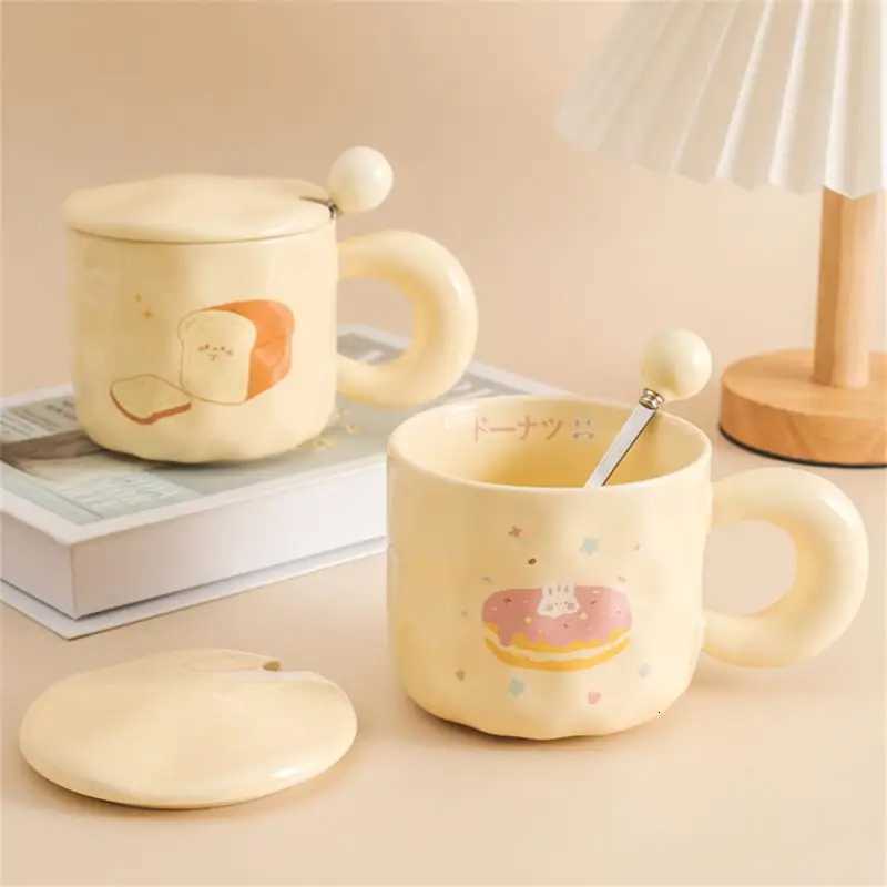 Porcelain Cup Girl Cartoon Mtifunction Covered Spoon Practical Cute Water Accessories For Perfect Cup For Hot Drinks g H251215