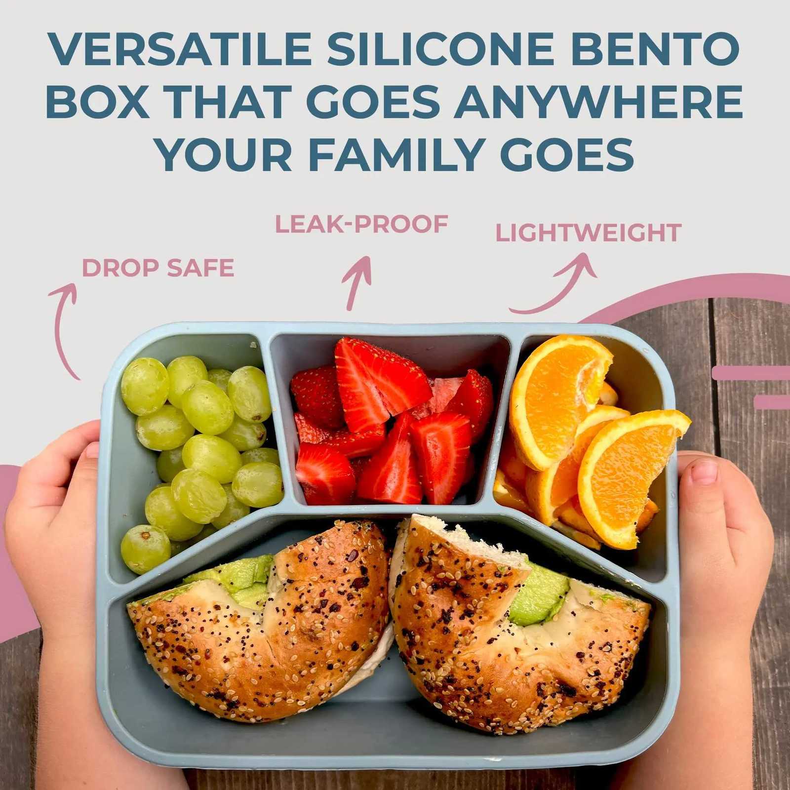 Silicone lunch box thicke and leak-proof suitable for students and adts microwave and dishwasher safe H251213
