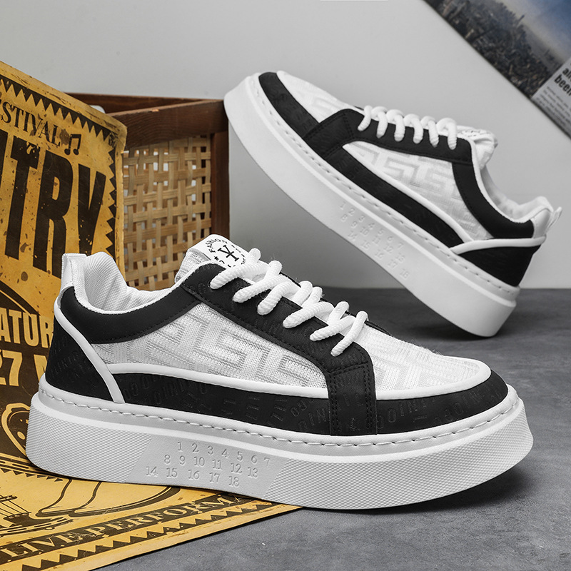 Designer Shoes 2026 Summer Men's Breathable Mesh Sneakers, Platform White Casual Shoes Thick Sole Fashion Board Shoes