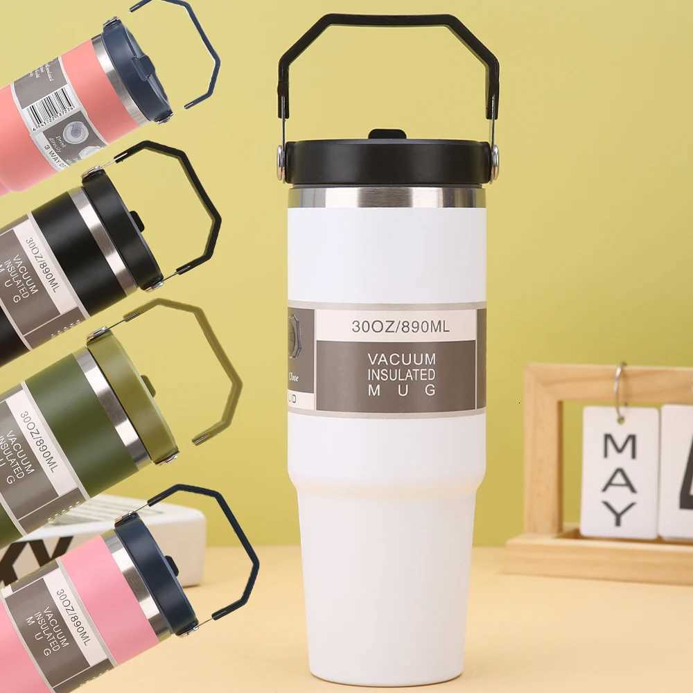 30 Oz Insulated Mug 304 Stainless Steel Drinkware Vacuum Insulation BPA free Tritan Material Perfect for Iced and Hot Drinks H251215