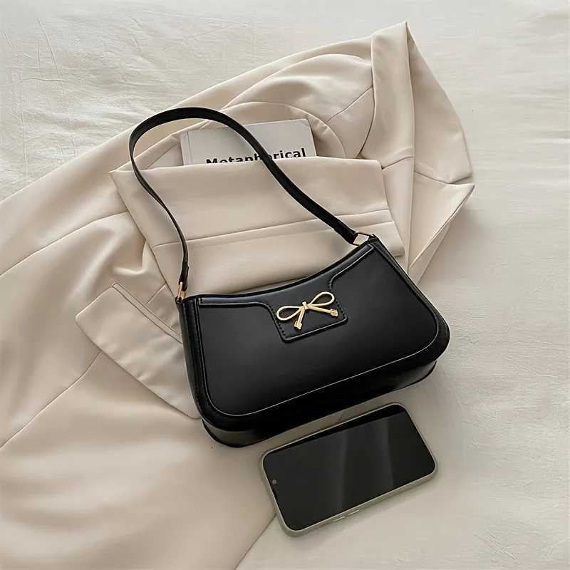 Solid Color Bowknot Shoulder Bag Elegant Small Square Bag Suitable for Women Handbags Zipper ClosureFashion Underarm BagT251215