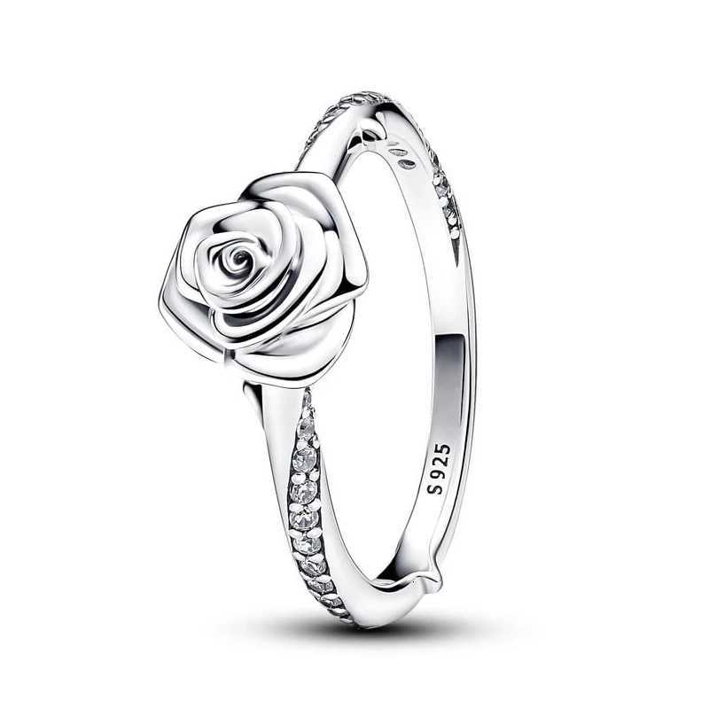 Hot Sale 925 Silver Rose in Bloom Ring For Women Exquisite Style Fashionable For Parties Wedding Luxury DIY Jewelry Fine Gifts M251215