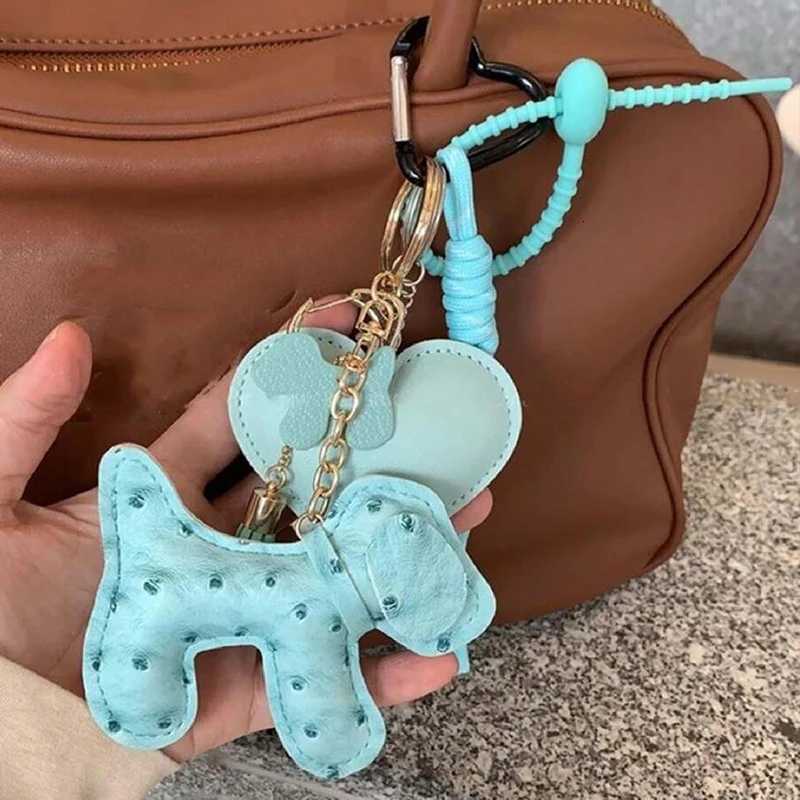 DIY Puppy Pendant Keychains Fashion Leather Dog KeyChain for Women Bag Pendant Car Keyring Clasp Key Chain Jewelry Gifts M251215