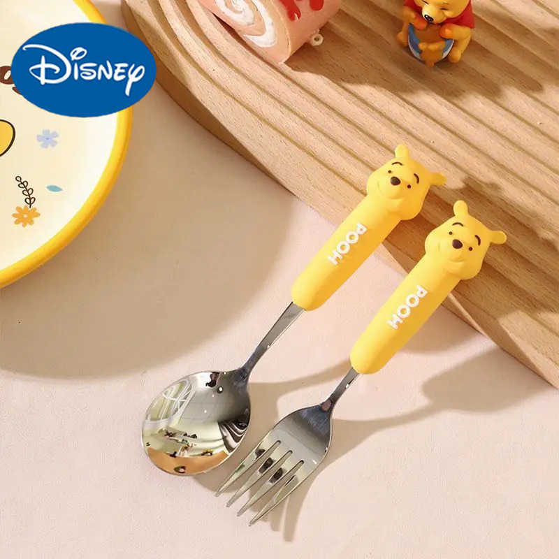 Disney tableware set Winnie Bear Lotso food grade stainless steel fork spoon cartoon cute childrens tableware H251215