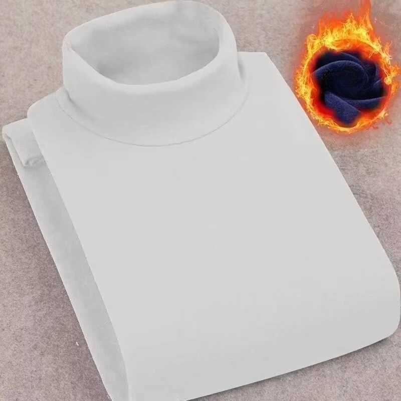 Winter Mens High Quality Half Turtleneck Velvet Top Long Sleeve Solid Color Men Clothing Double-sided Velvet Thermal Underwer G2512151