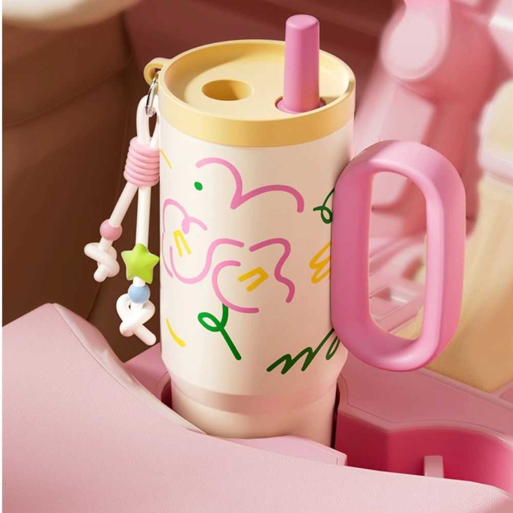 COOKER KING Large-capacity Thermos Cup Female Ice Cup Giant New High-value Car Straw Cold Water Cup Stainless Steel Water Bottle H251215