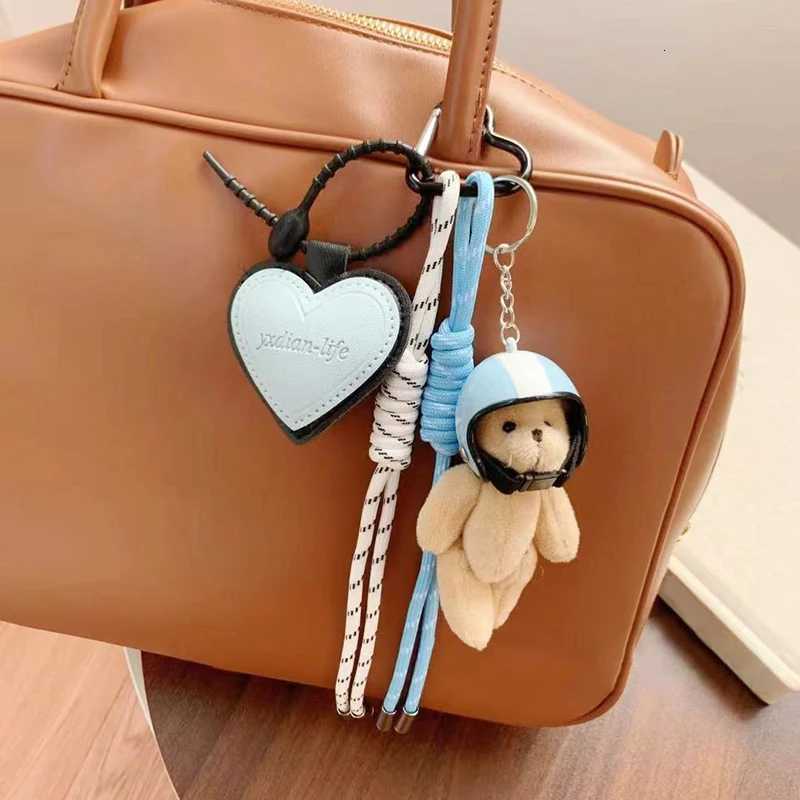 Cute Helmet Bear Bag Pendant Woven Rope Heart Phone Key Ring DIY Bag Accessories M251215