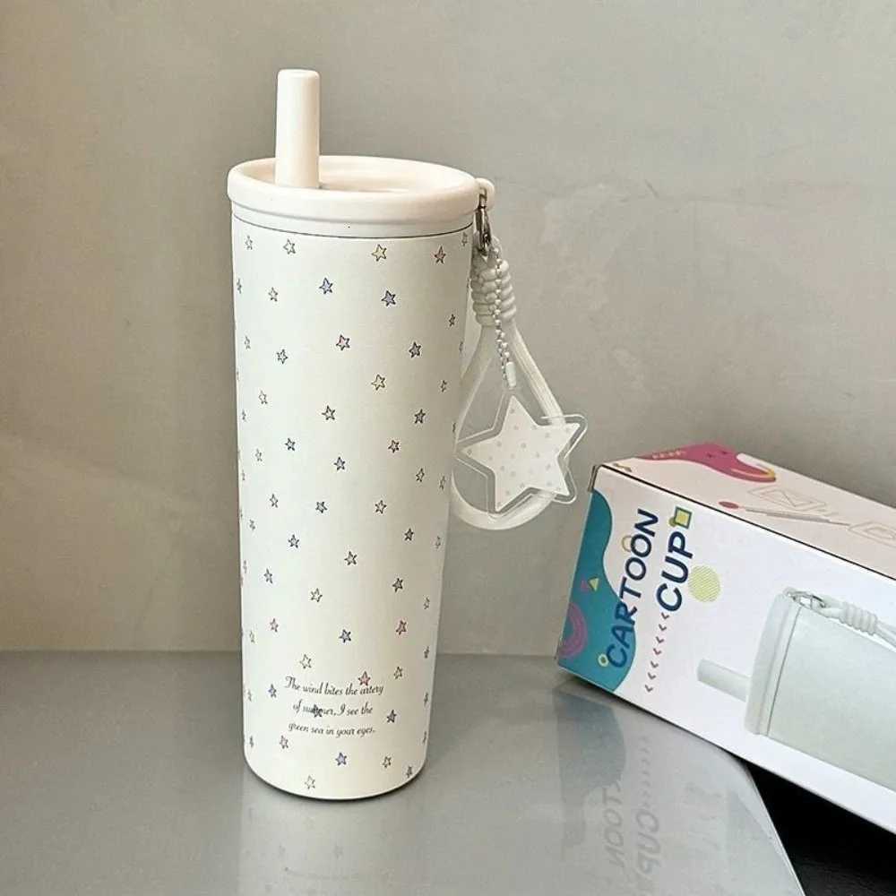 New Star Insulated Cup White with Lanyard Thermal Water Bottle with Straw Stainless Steel Car Coffee Cup Gifts H251215
