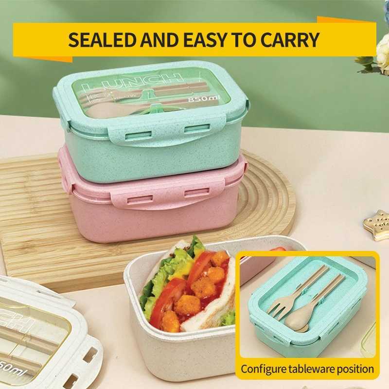 Bento Lunch Box with Straw Material Small Capacity Microwave Heating Food Grade Material Portable Childrens Lunch Box H251213