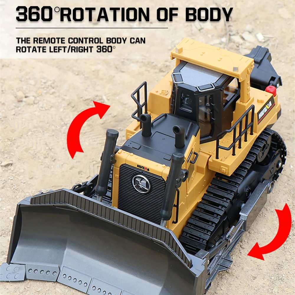 Huina Rc Car Boys Toy Remote Control Truck 116 Engineering Vehicle Radio-Controlled Bulldozer Crawler Model Children GiftT251215 - view 3