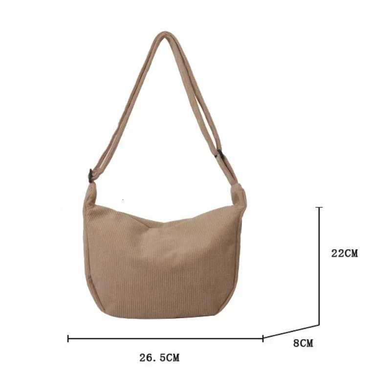 Corduroy Lazy Wind Everything Japanese Literary Single Shoulder Crossbody Student Casual Korean Female Simple Dumpling BagT251215