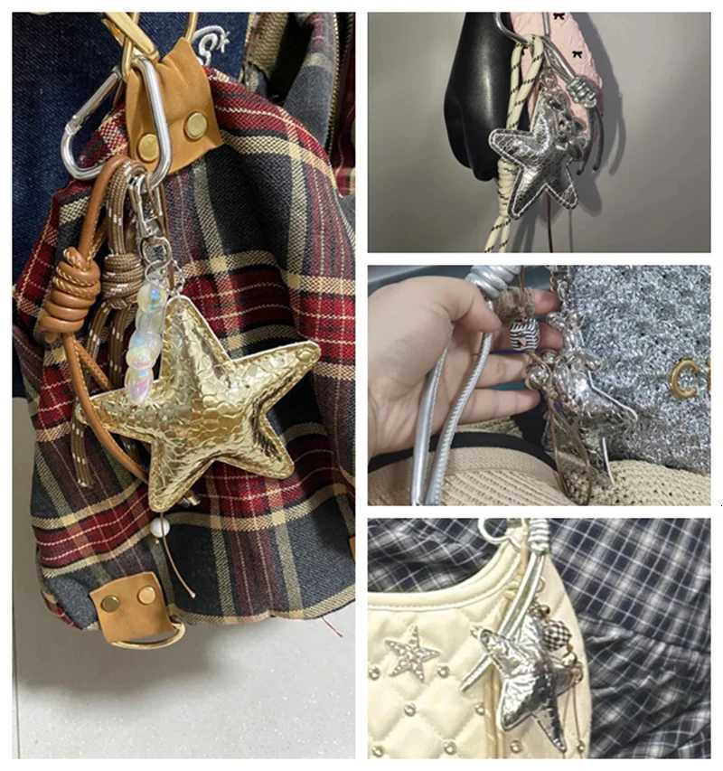 Fashion Starfish Keychain with Cute Balloon Dog Leather Charm Maximalist Braided Rope Bag Ornaments Womens Accessory M251215