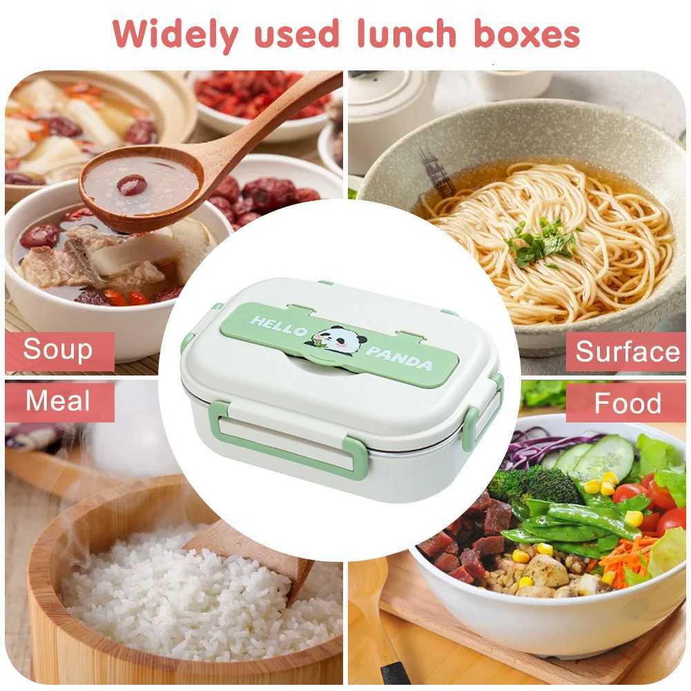 Safe 2/4/5 Grids Stainless Steel Thermal Lunch Box Microwave Heat Preservation Bento Box with Cutlery Set Panda for Adts Kids H251213