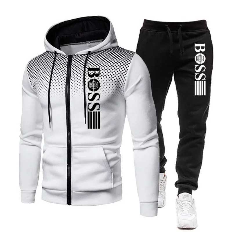 2025 New Mens zippered hoodie Casual Pants Set for Autumn and Winter fashion and Warm sportswear Two-piece set X251215 - view 6