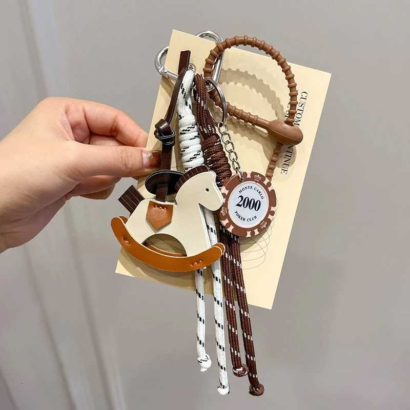 Practical Leather Horse Pendant Keychain With Braided Rope Bags Pendant Charm For Stylish Phone And Bag Accessories M251215