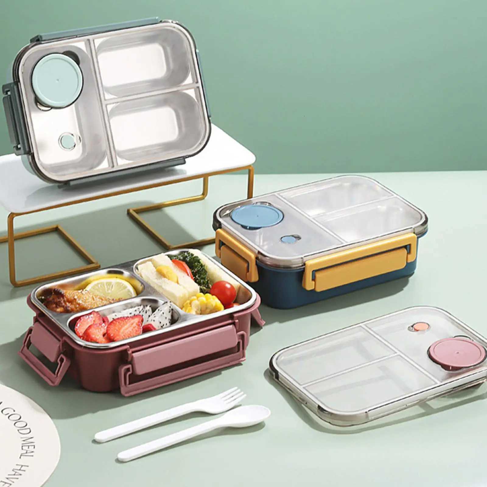 Stainless Steel Insated Lunch Box With 3 Cpartments Portable Refillable Lunch Containers for Off Workers and Students H251213