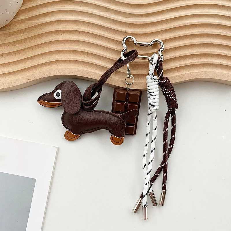 Leather Dachshund Keychain Cute Dog Keyring Puppy Bag Pendant Key Chain Charm Dachshund Accessories for Handbag M251215