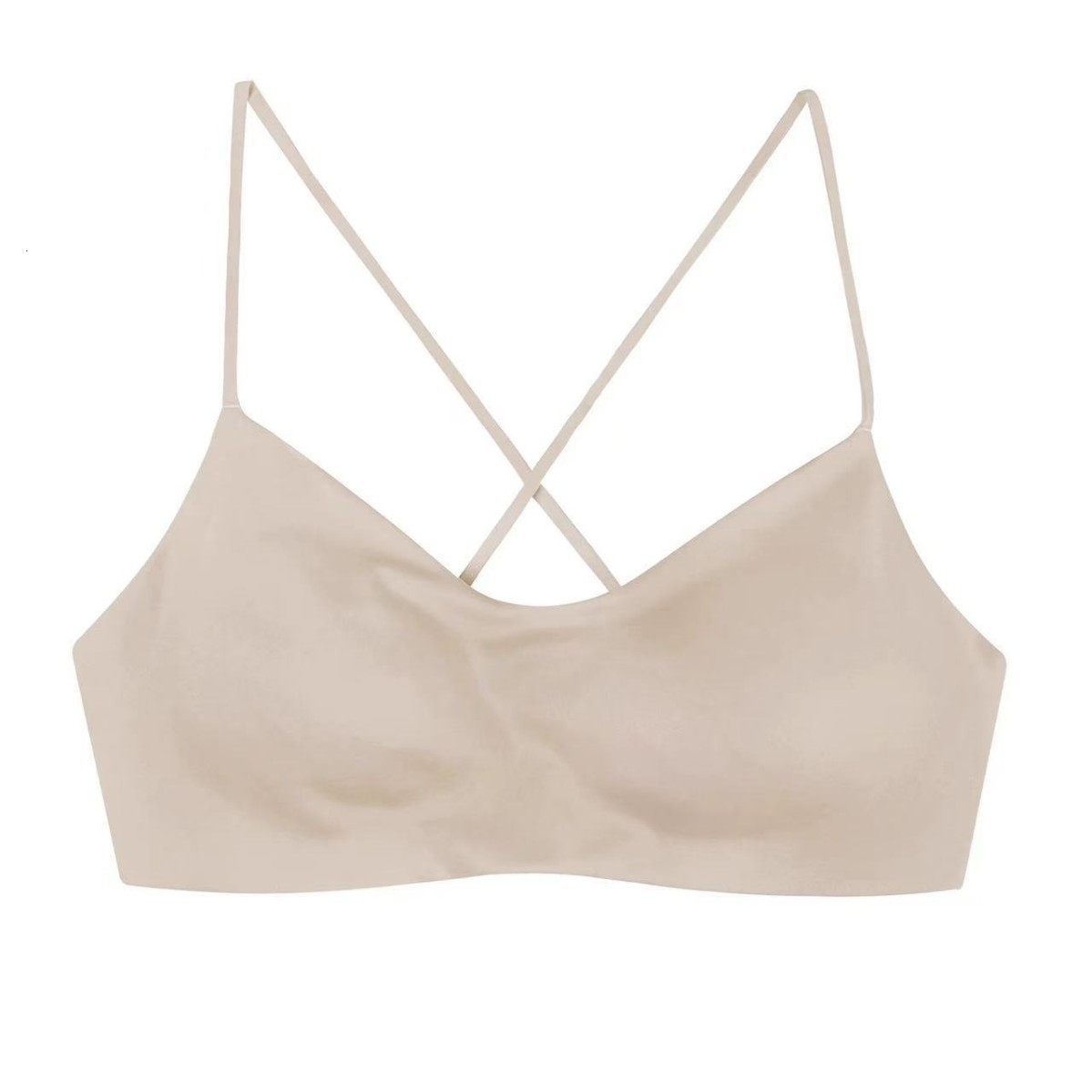 White T NonSeeThrough Foundation Liquid Thin Strap Cross Seamless Beauty Back Bra for Women Autumn Thin Small Chest PushUp Bra 210416