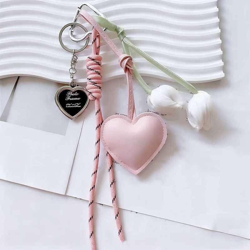 Fashion Charm Tassel Love Heart Pendant Handmade Creative Tulip Flower Bow Keyring Cute Bowknot Keychain Bag M251215