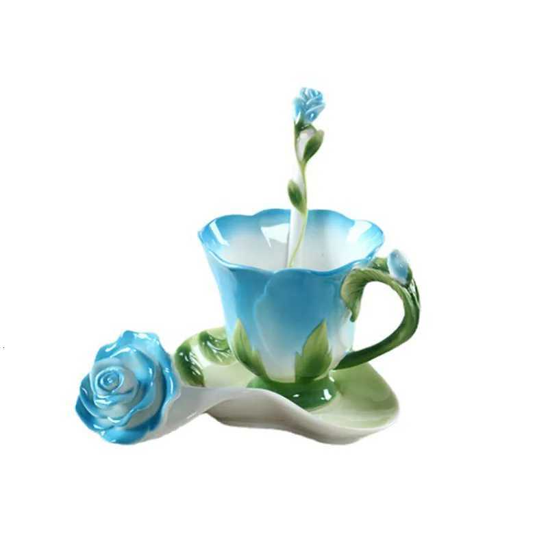 Chinese Colorf Ceramic Coffee Cup Saucer Enamel Flower g Wedding Gift Creative Afternoon lia Tea Cup Breakfast Milk g H251215