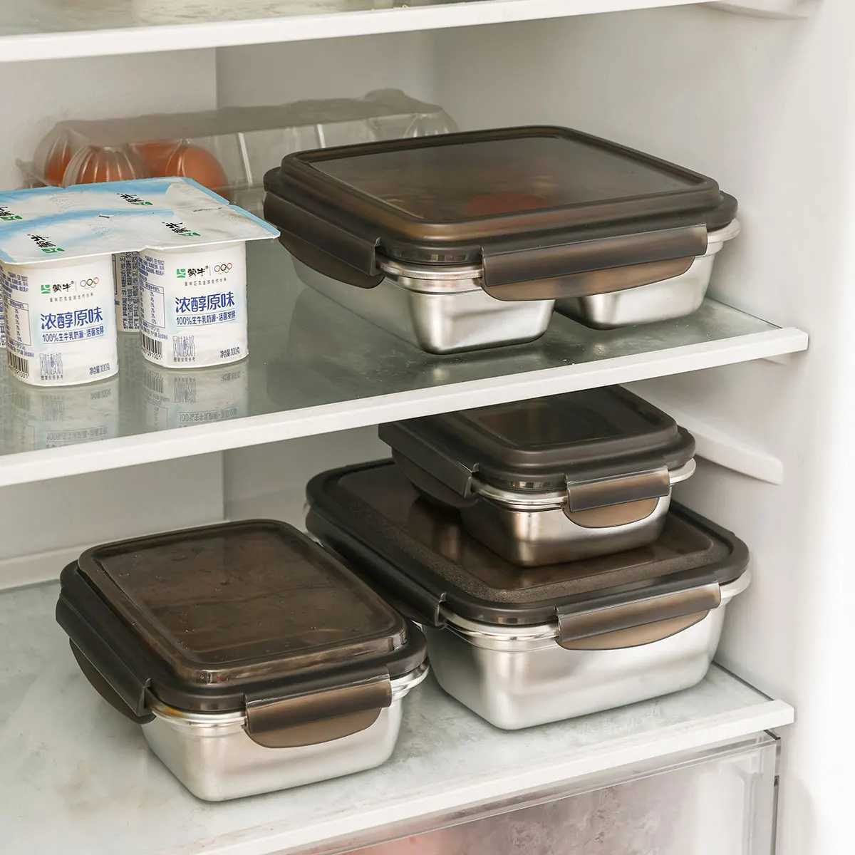 WORTHBUY 304 Stainless Steel Divided Bento Lunch Box Portable Leak-proof Food Container With Cpartments For Students Kids H251213