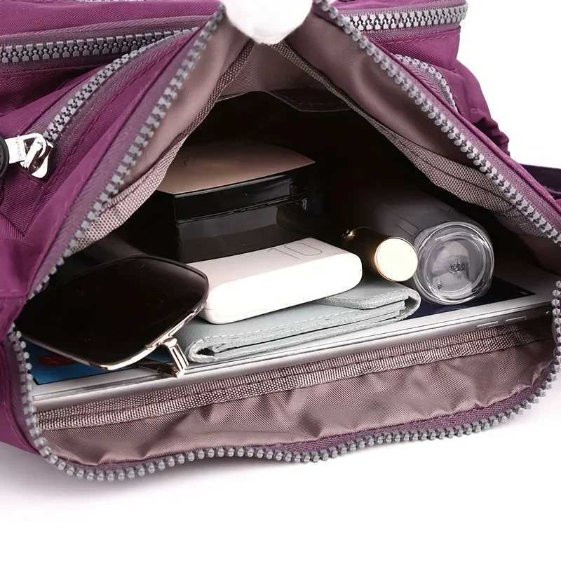 Waterproof Nylon Crossbody Bag Multiple Pockets Zipper Closure Stylish Casual Shoulder Bag for Travel Everyday UseT251215