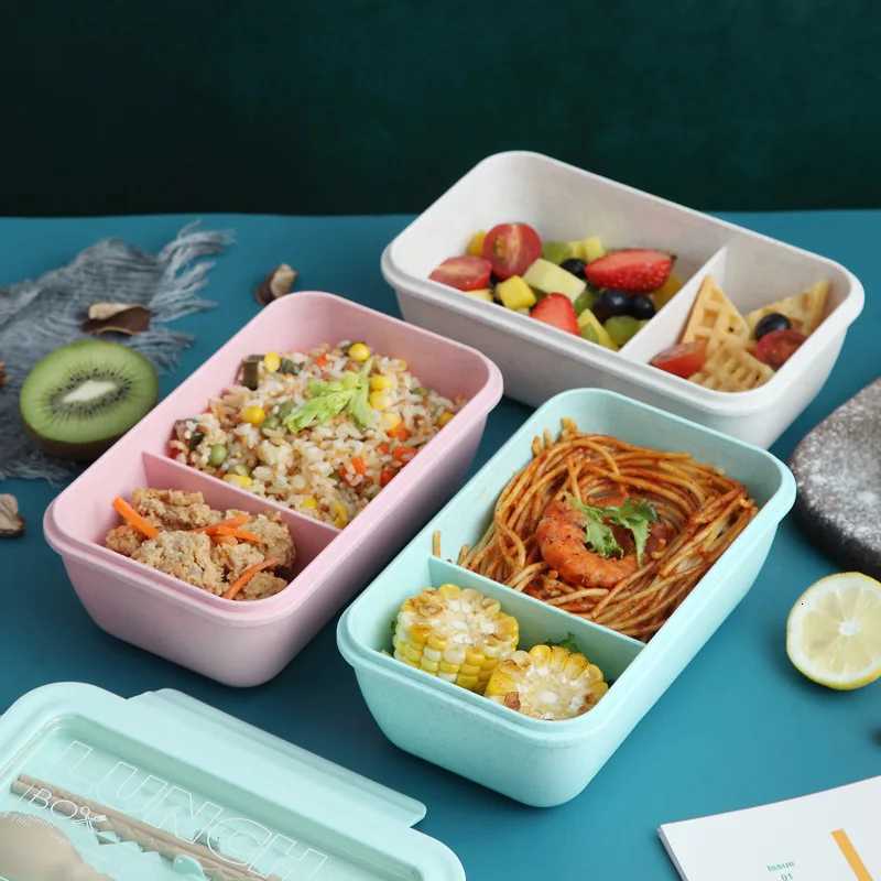 Portable Lunch Box Cpartment Wheat Straw Bento Box Reusable Tableware Lunch Containers Meal and Snack Food Containers H251213