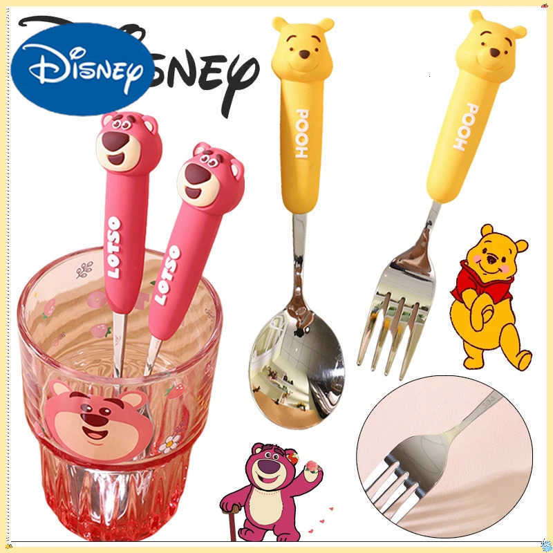 Disney Strawberry Bear Tableware Cartoon Pooh Bear 304 Stainless Steel Spoon Fork Portable Dinnerware Kitchen Tool Supplies H251215