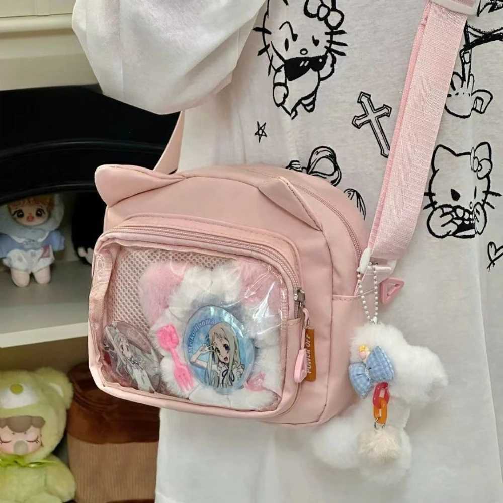 Japanese Harajuku Cute Girls Y2K Transparent Cartoon Ita Bag Ulzzang Doll Bag Versatile Crossbody Bag Casual Mobile Phone T251215