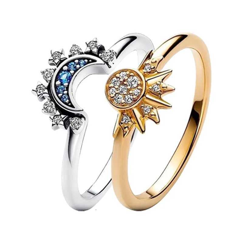 Fashion Star Moon Sun Ring Women Romantic Wedding Engagement Elegant Ladies Temperament Jewelry Accessories Anniversary Gift M251215