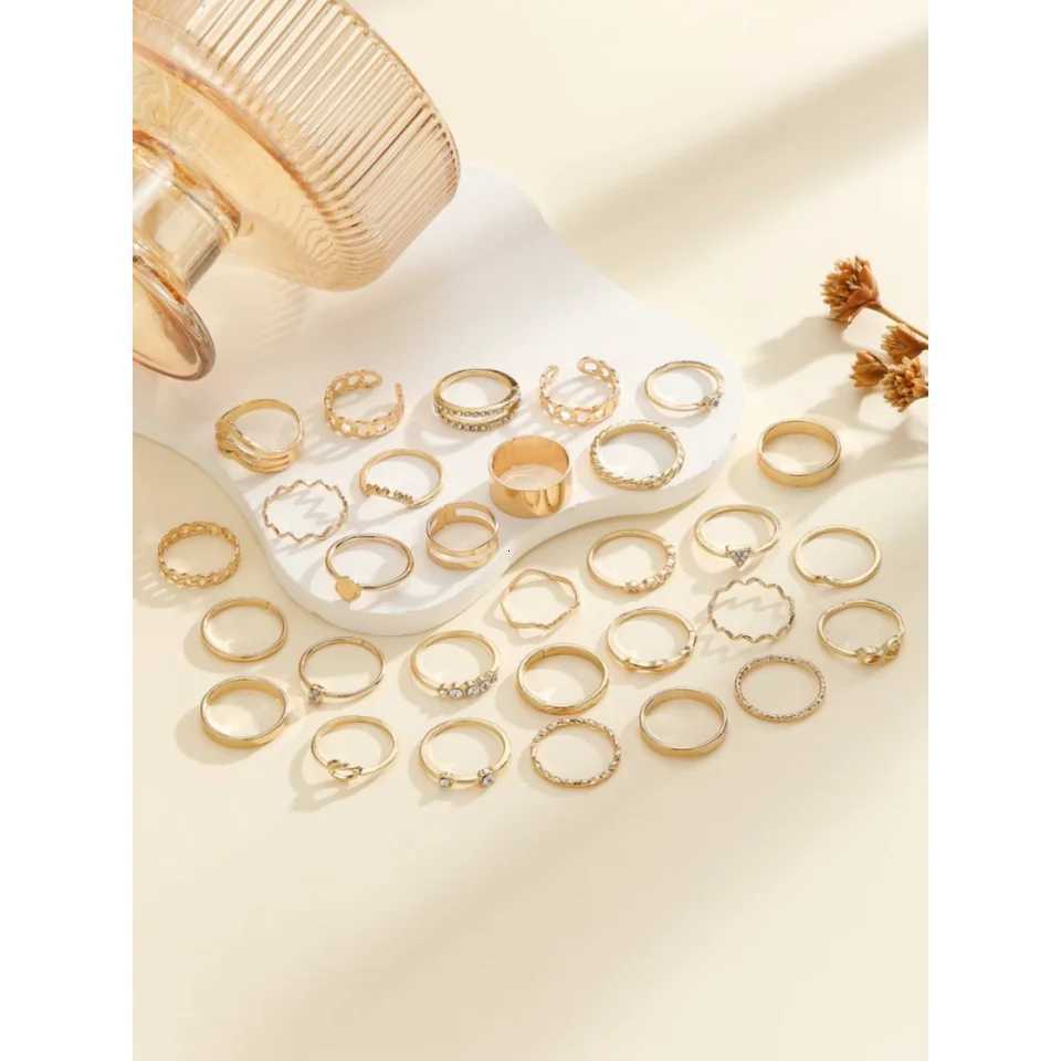 Popular Geometric Ring Set Open-Ended Multi-Joint Irregular Ring 30-Piece Set M251215