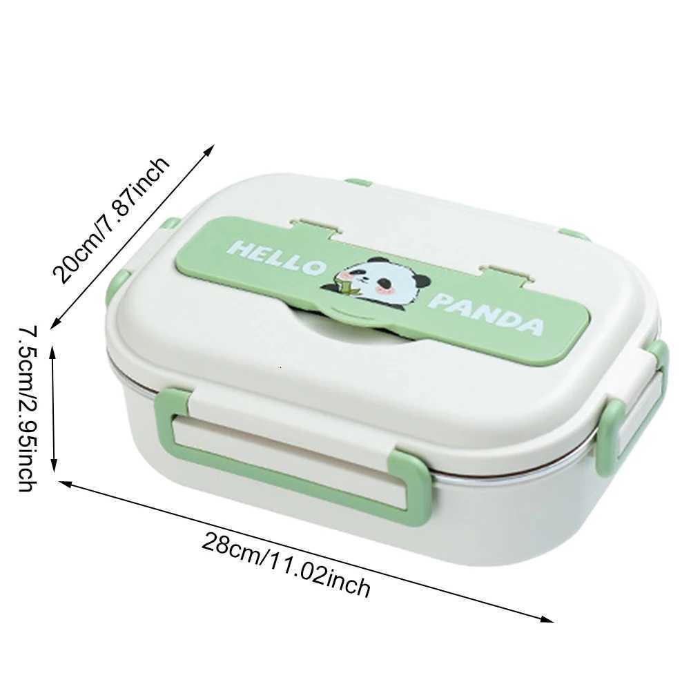 Safe 2/4/5 Grids Stainless Steel Thermal Lunch Box Microwave Heat Preservation Bento Box with Cutlery Set Panda for Adts Kids H251213