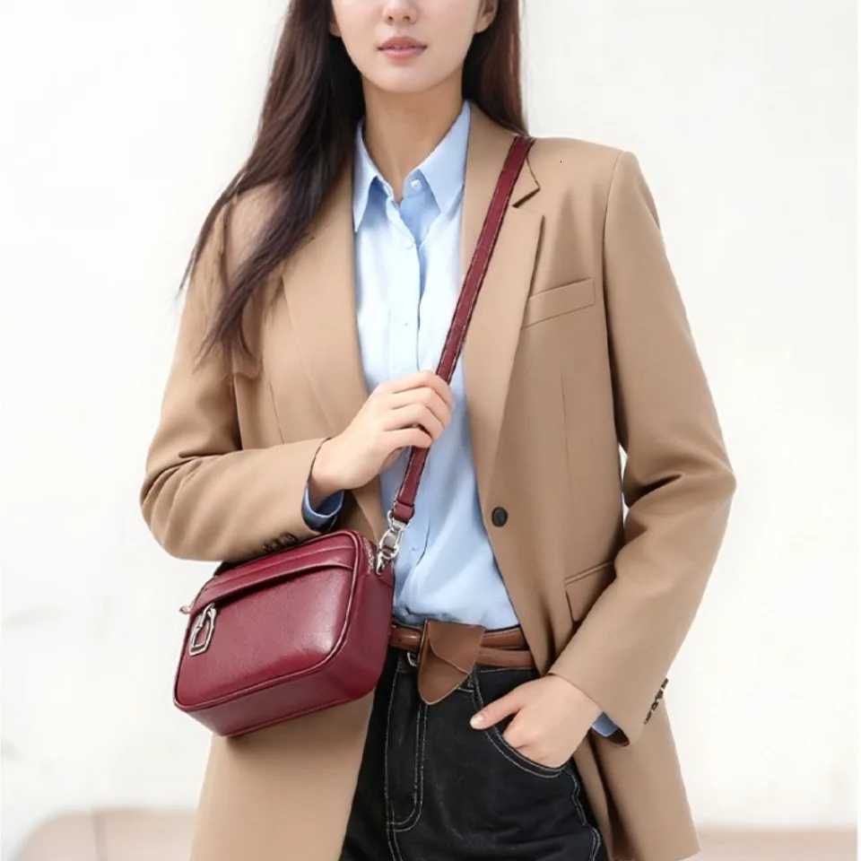 Top Quality PU Leather Shoulder Messenger Bag Multi-pocket Crossbody Phone Bags for Women Designer Sac 3 Layers Purses 2026 NewT251215