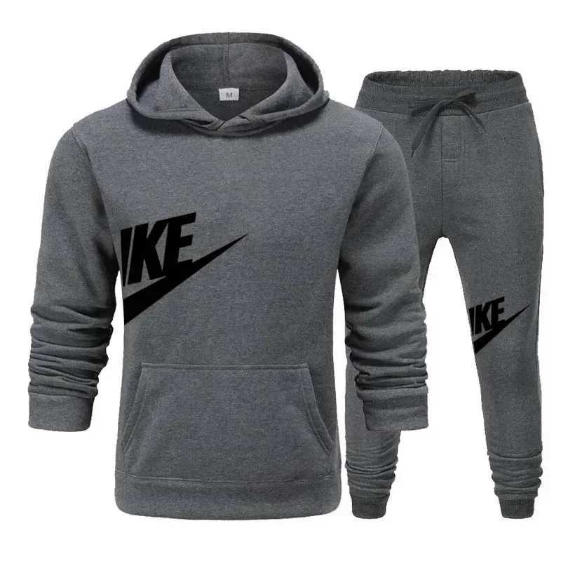 New mens casual and running sportswear for autumn and winter fashionable printed loose hooded pullover long pants se X251215