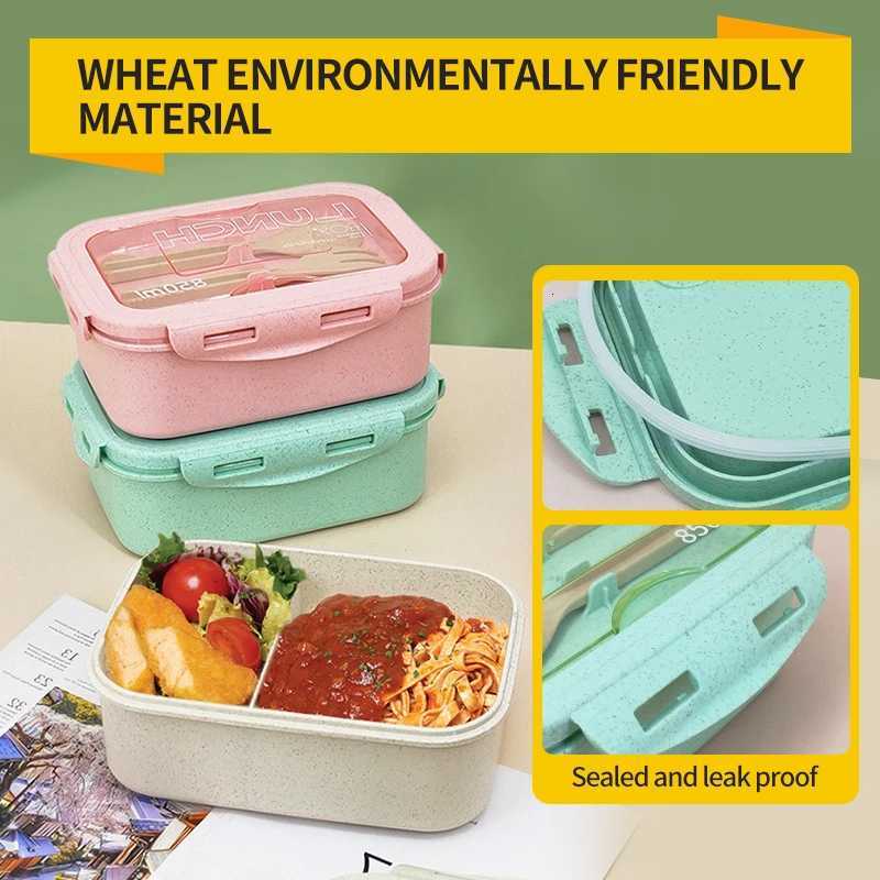 Bento Lunch Box with Straw Material Small Capacity Microwave Heating Food Grade Material Portable Childrens Lunch Box H251213