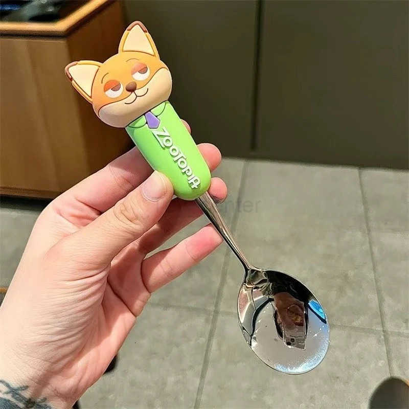 Disney New Zootopia Spoon Fork for Kids Anime Peripheral Student Portable Cutlery Set Tableware Gift Toys H251215