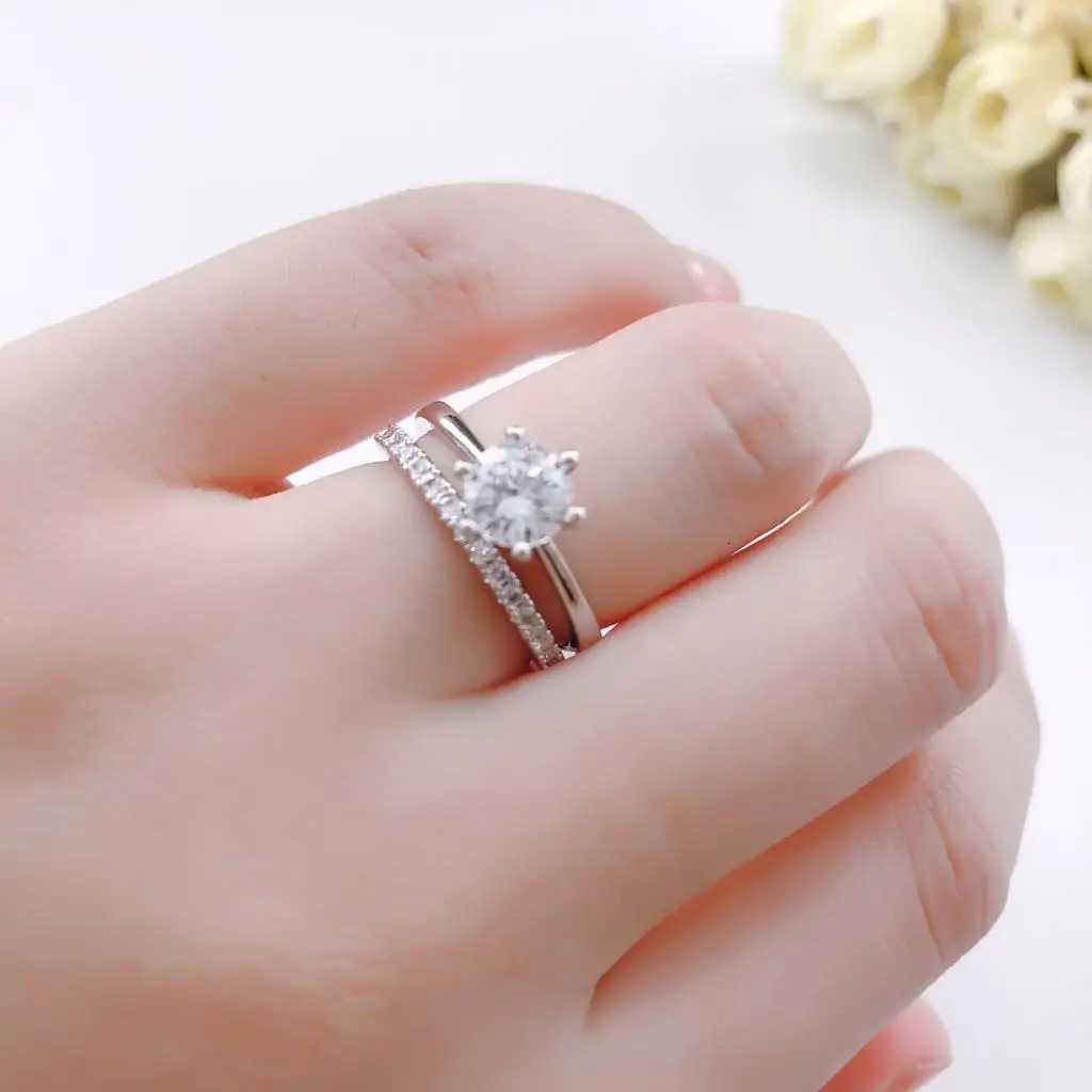 Adjustable Solitaire Rings for Women Bridal Classic Silver Color AAACubic Zirconia Wedding Engagement Marriage Ring Jewelry M251215