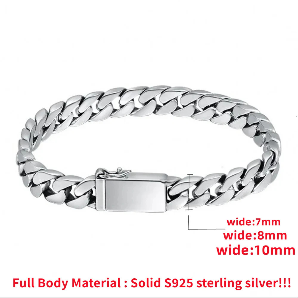 100 S925 Sterling Silver Bracelet 8MM Punk Jewelry Never Fade Carry certificate Men Women Gifts 260112